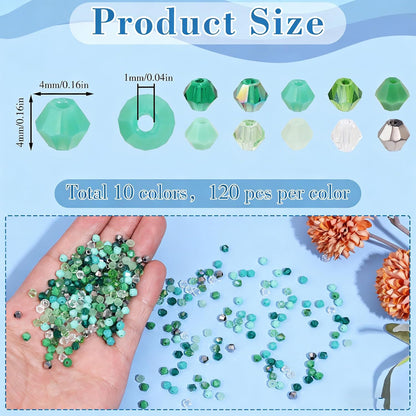 1000Pcs 4mm Faceted Crystal Glass Bicone Beads Loose Bead for DIY Bracelet Necklace Earring Keychain Jewelry Making,Yellow AB
