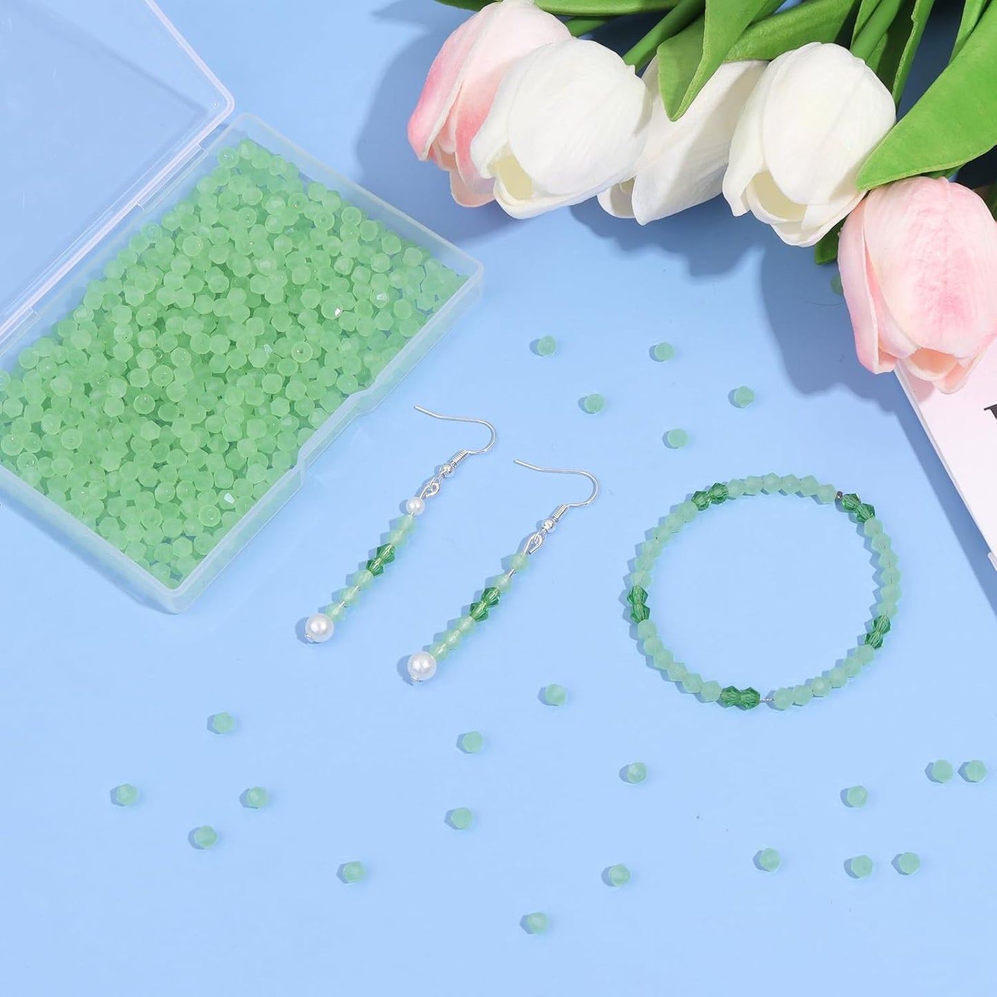 1000Pcs 4mm Faceted Crystal Glass Bicone Beads Loose Bead for DIY Bracelet Necklace Earring Keychain Jewelry Making,Yellow AB