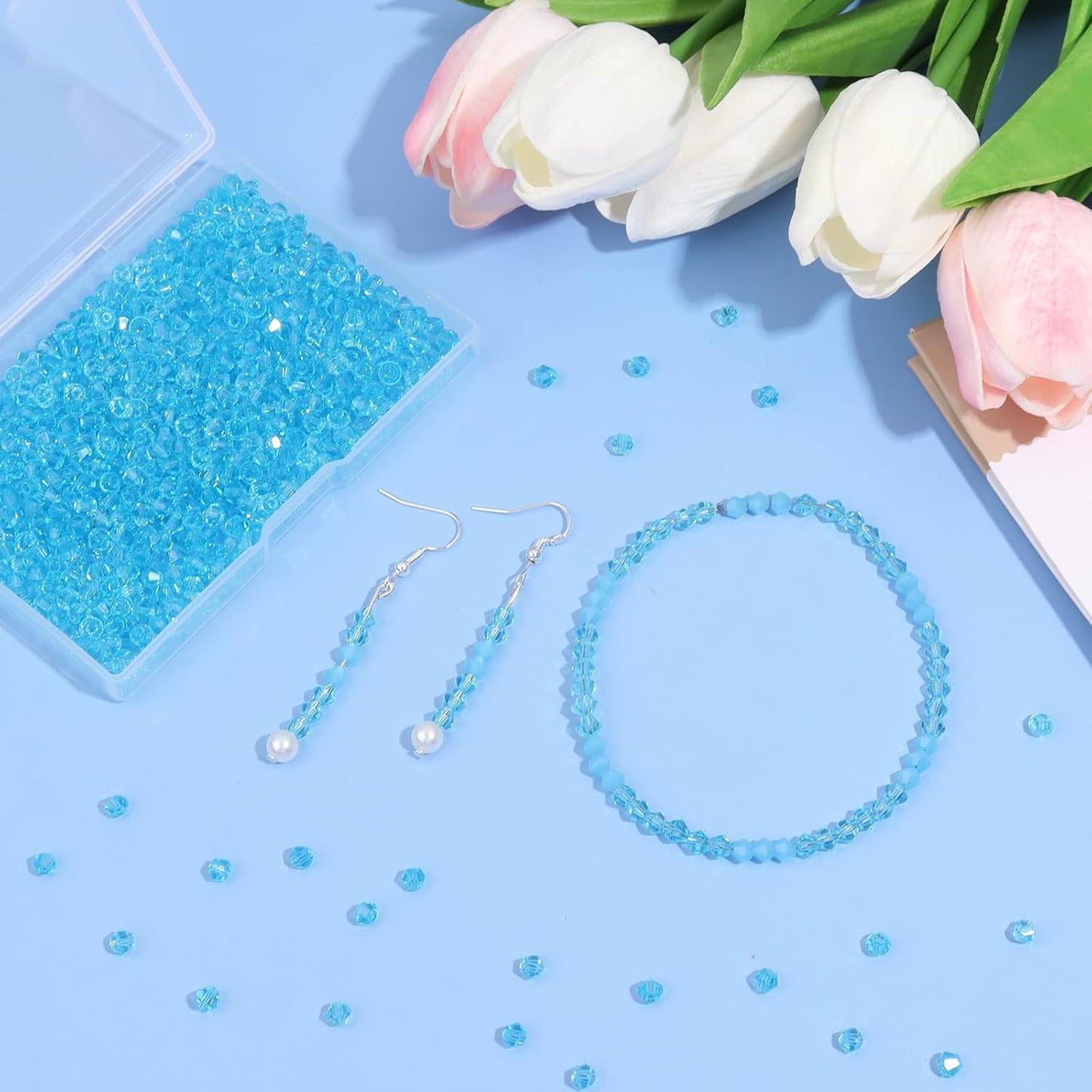 1000Pcs 4mm Faceted Crystal Glass Bicone Beads Loose Bead for DIY Bracelet Necklace Earring Keychain Jewelry Making,Yellow AB
