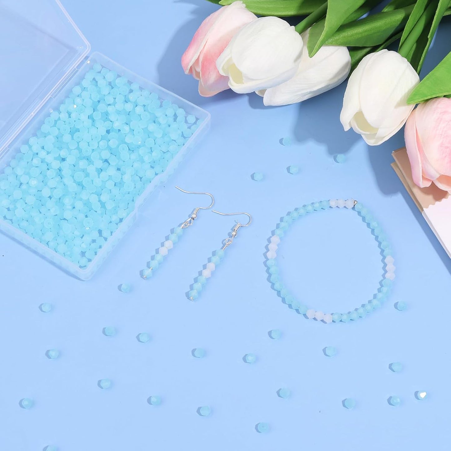 1000Pcs 4mm Faceted Crystal Glass Bicone Beads Loose Bead for DIY Bracelet Necklace Earring Keychain Jewelry Making,Yellow AB