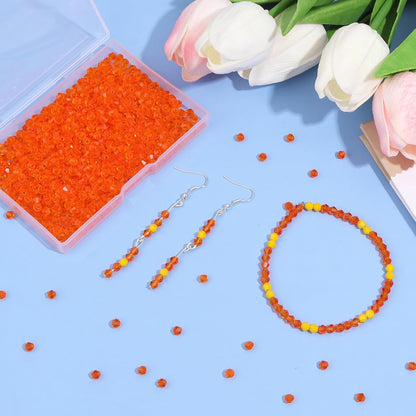 1000Pcs 4mm Faceted Crystal Glass Bicone Beads Loose Bead for DIY Bracelet Necklace Earring Keychain Jewelry Making,Yellow AB