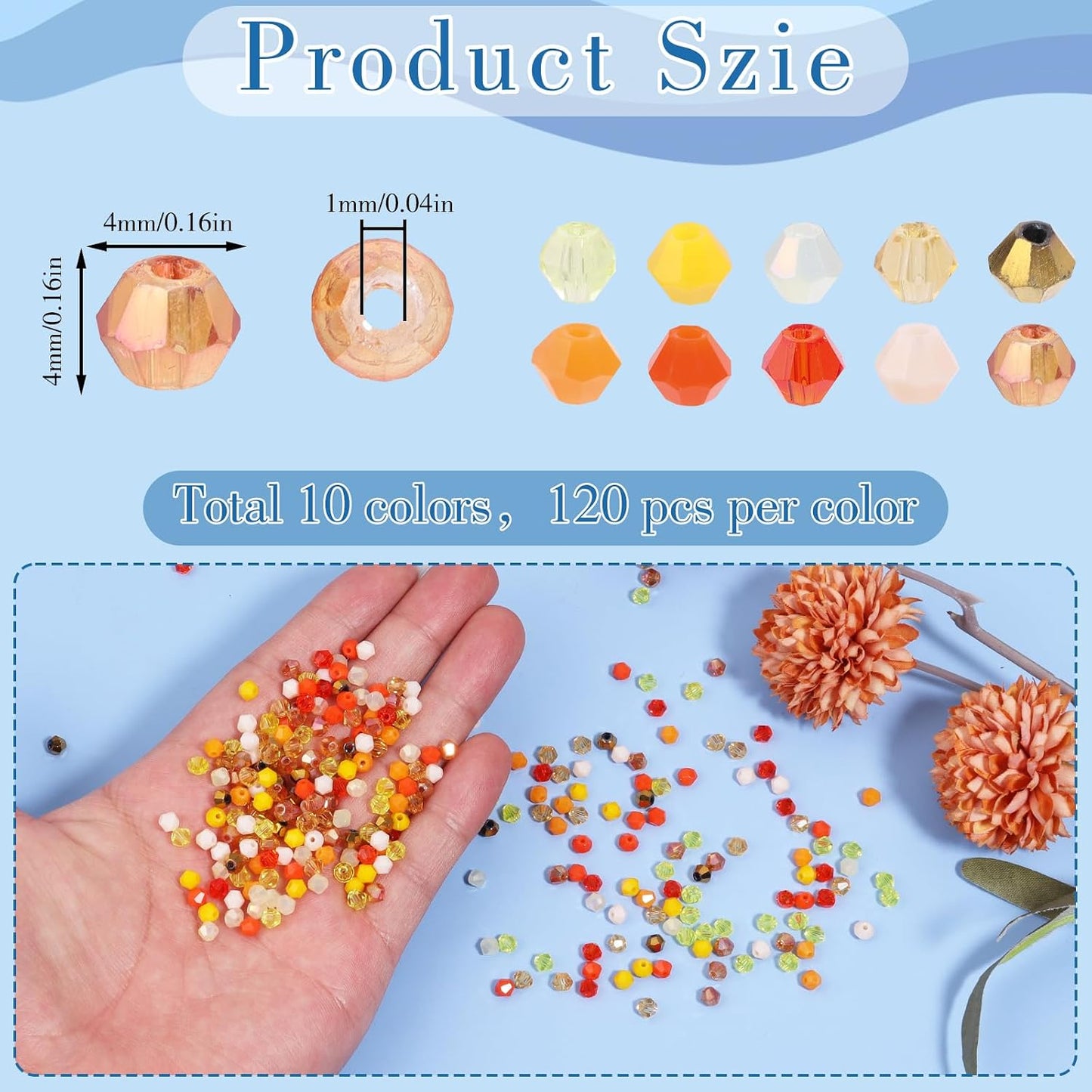 1000Pcs 4mm Faceted Crystal Glass Bicone Beads Loose Bead for DIY Bracelet Necklace Earring Keychain Jewelry Making,Yellow AB
