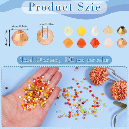 1000Pcs 4mm Faceted Crystal Glass Bicone Beads Loose Bead for DIY Bracelet Necklace Earring Keychain Jewelry Making,Yellow AB