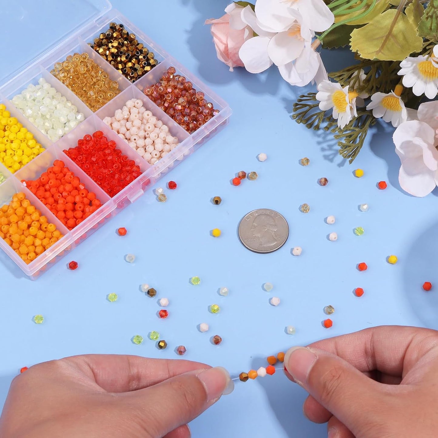 1000Pcs 4mm Faceted Crystal Glass Bicone Beads Loose Bead for DIY Bracelet Necklace Earring Keychain Jewelry Making,Yellow AB