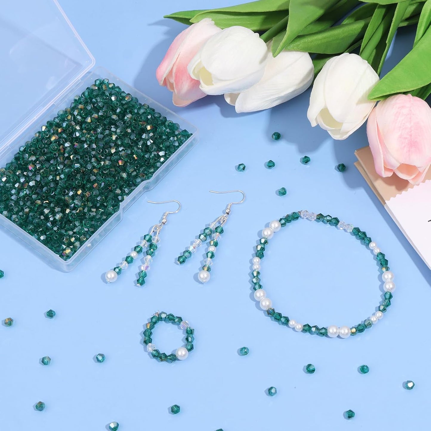 1000Pcs 4mm Faceted Crystal Glass Bicone Beads Loose Bead for DIY Bracelet Necklace Earring Keychain Jewelry Making,Yellow AB