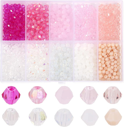 1000Pcs 4mm Faceted Crystal Glass Bicone Beads Loose Bead for DIY Bracelet Necklace Earring Keychain Jewelry Making,Yellow AB
