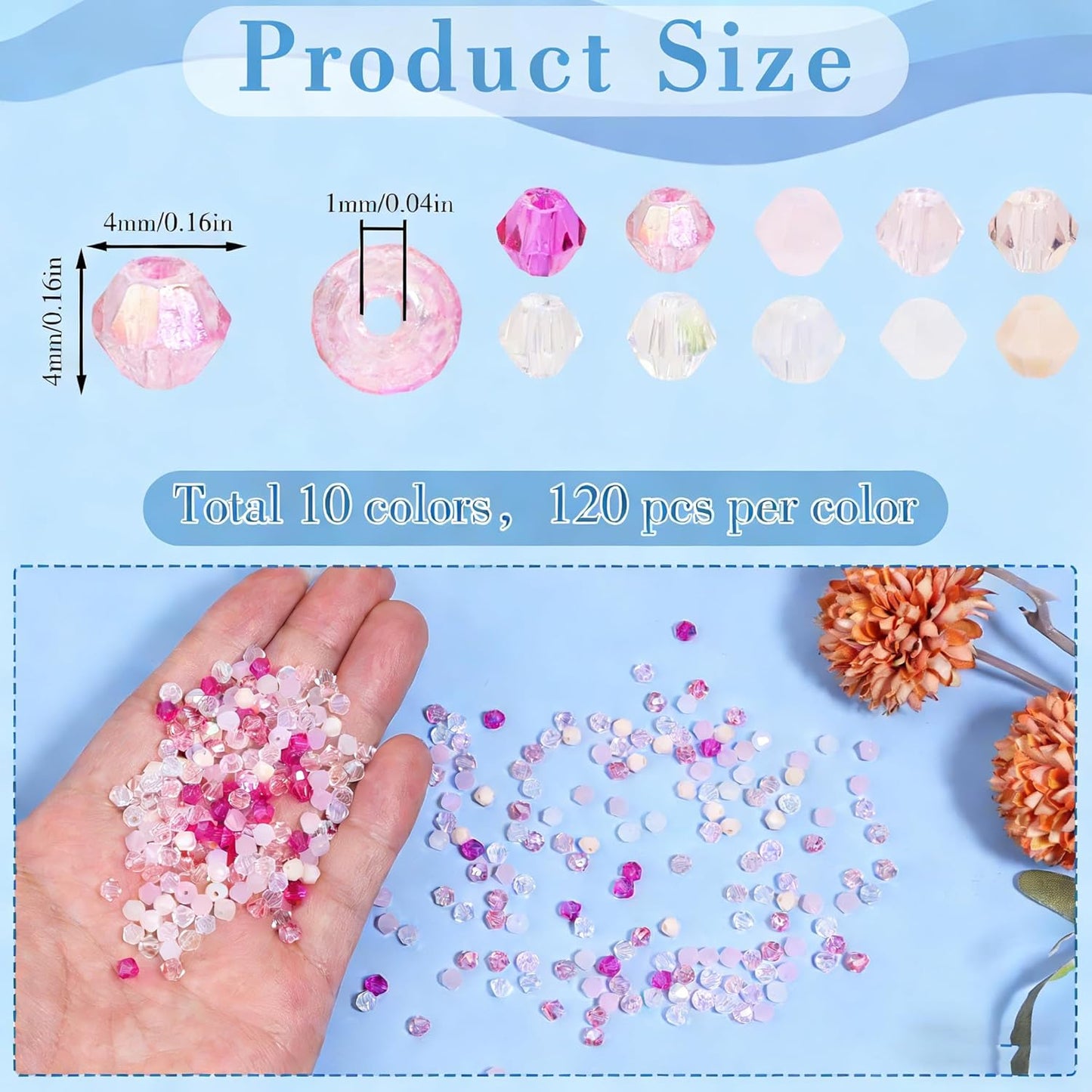 1000Pcs 4mm Faceted Crystal Glass Bicone Beads Loose Bead for DIY Bracelet Necklace Earring Keychain Jewelry Making,Yellow AB
