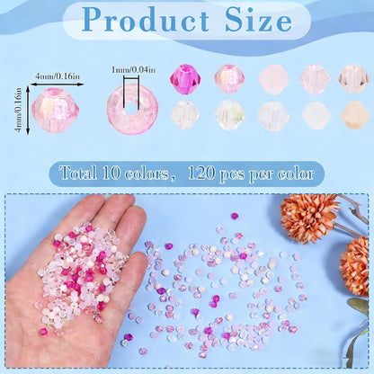 1000Pcs 4mm Faceted Crystal Glass Bicone Beads Loose Bead for DIY Bracelet Necklace Earring Keychain Jewelry Making,Yellow AB