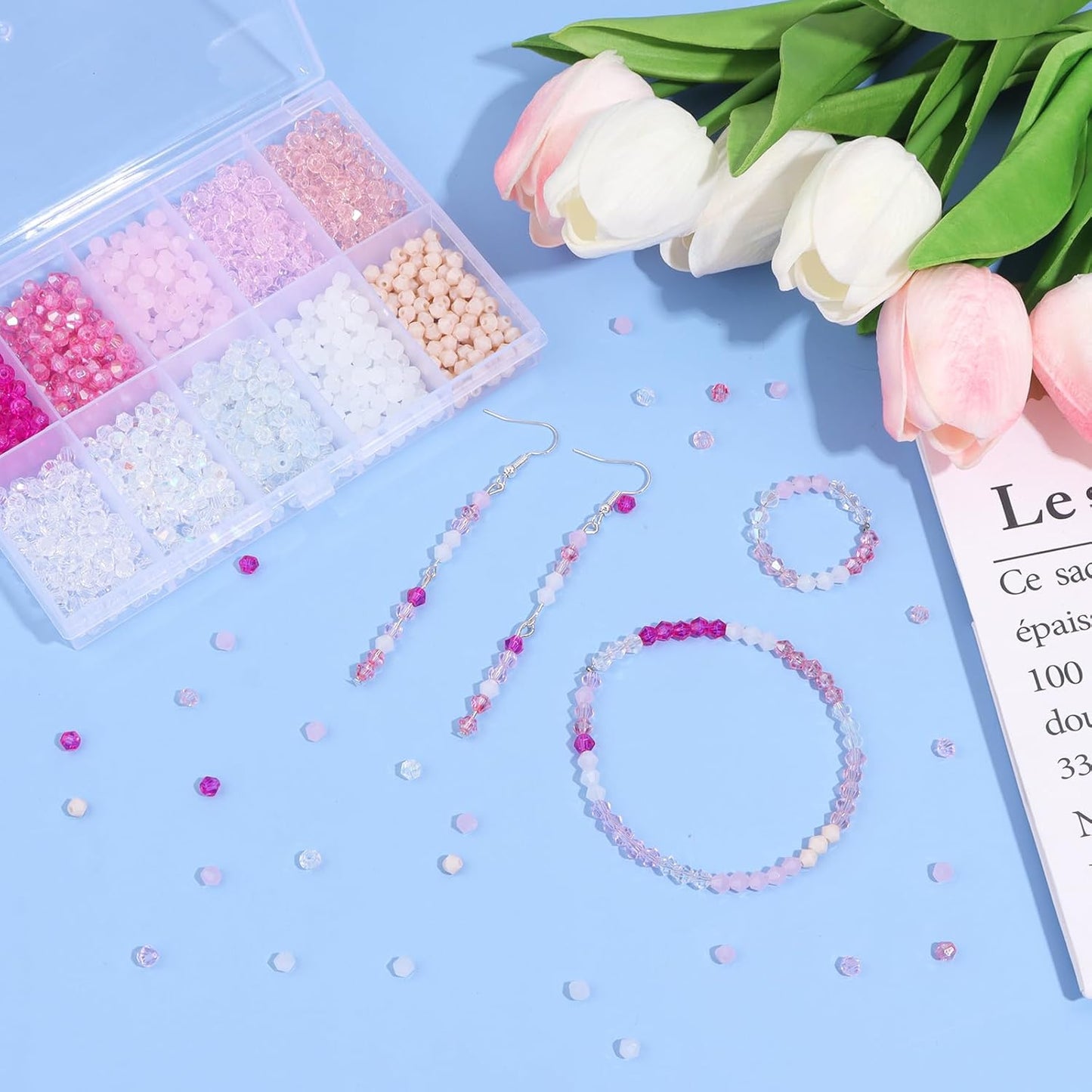 1000Pcs 4mm Faceted Crystal Glass Bicone Beads Loose Bead for DIY Bracelet Necklace Earring Keychain Jewelry Making,Yellow AB