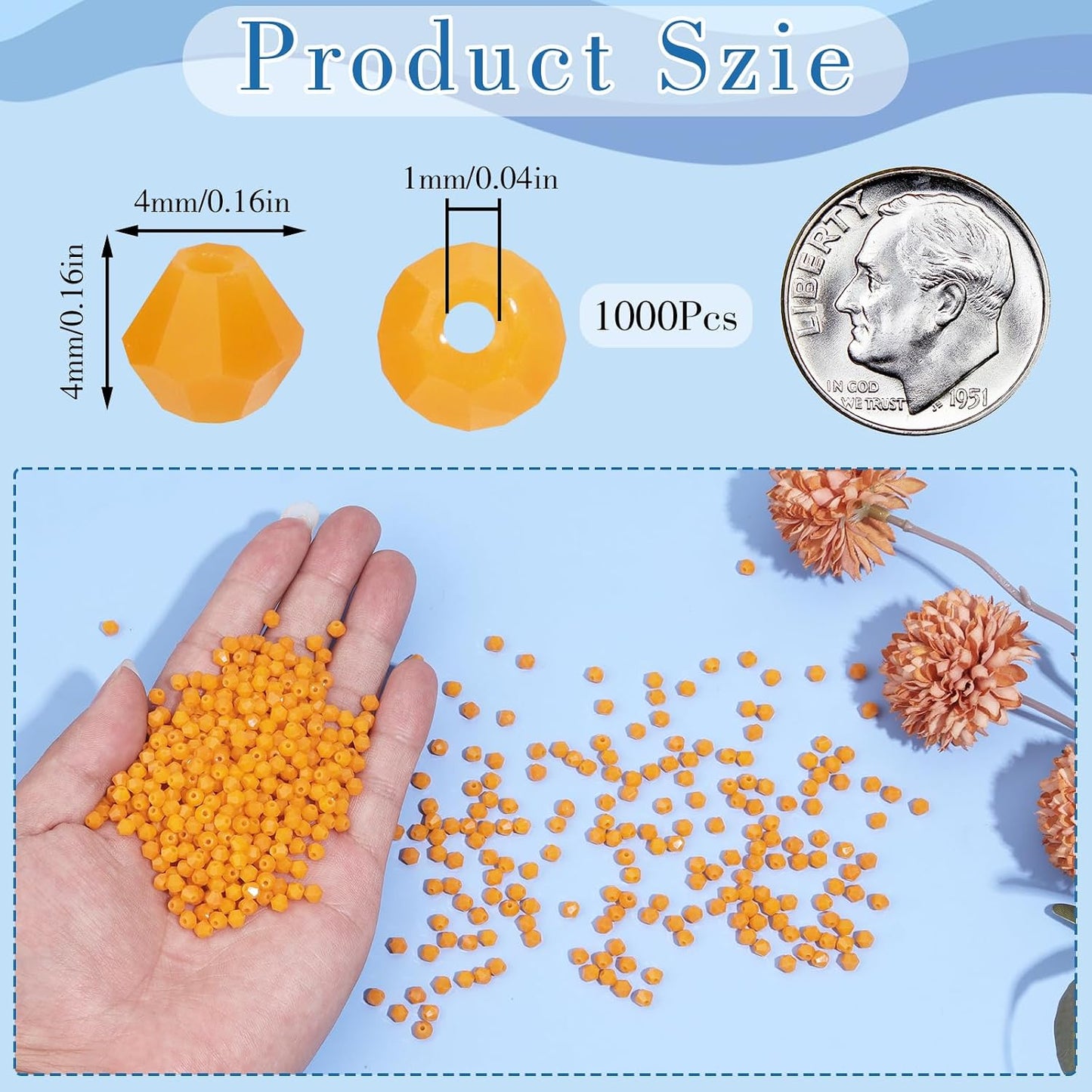 1000Pcs 4mm Faceted Crystal Glass Bicone Beads Loose Bead for DIY Bracelet Necklace Earring Keychain Jewelry Making,Yellow AB