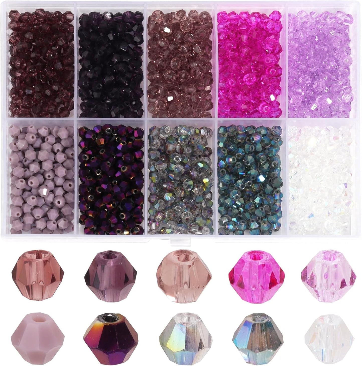 1000Pcs 4mm Faceted Crystal Glass Bicone Beads Loose Bead for DIY Bracelet Necklace Earring Keychain Jewelry Making,Yellow AB
