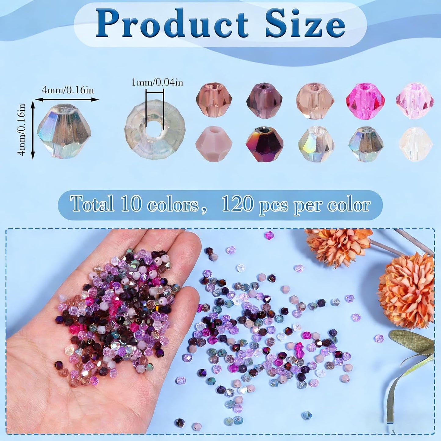 1000Pcs 4mm Faceted Crystal Glass Bicone Beads Loose Bead for DIY Bracelet Necklace Earring Keychain Jewelry Making,Yellow AB