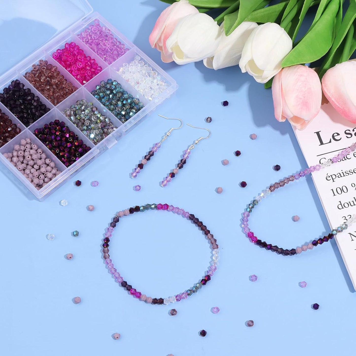 1000Pcs 4mm Faceted Crystal Glass Bicone Beads Loose Bead for DIY Bracelet Necklace Earring Keychain Jewelry Making,Yellow AB