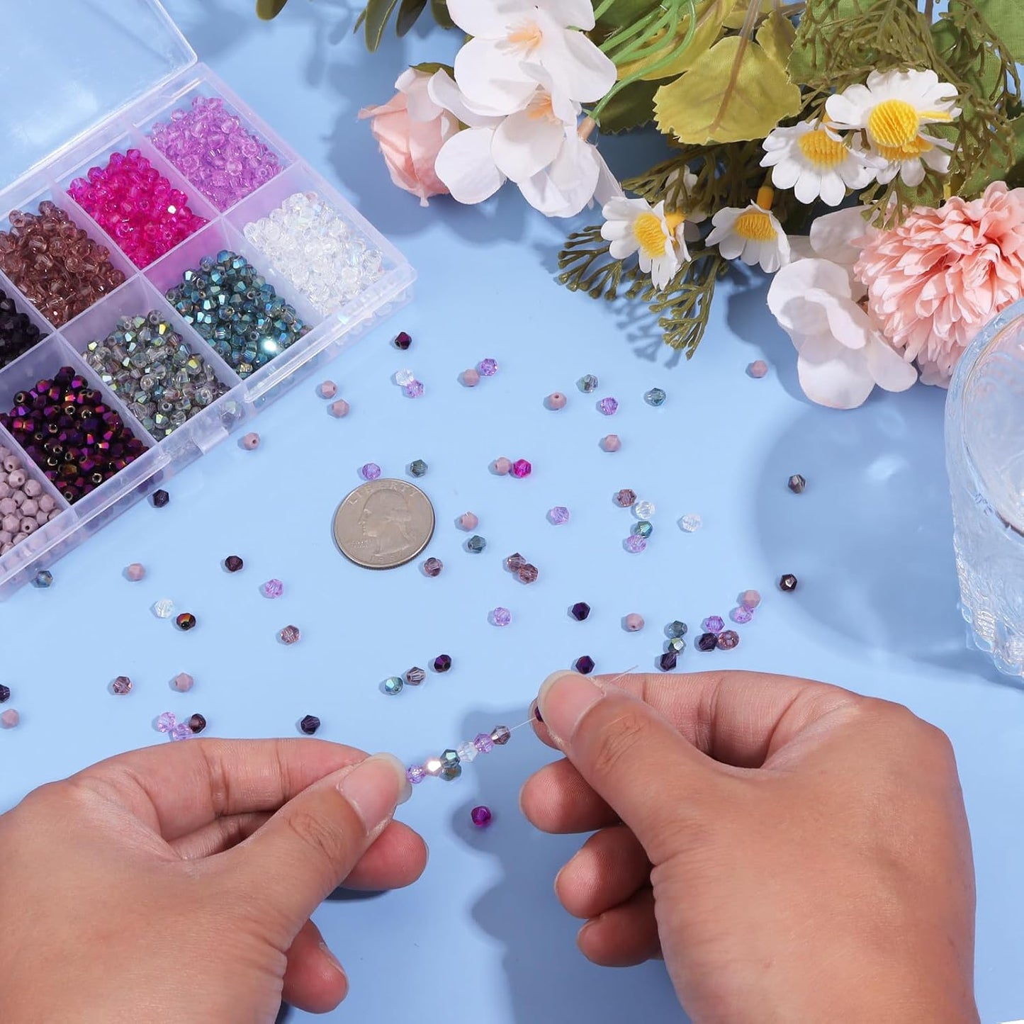 1000Pcs 4mm Faceted Crystal Glass Bicone Beads Loose Bead for DIY Bracelet Necklace Earring Keychain Jewelry Making,Yellow AB