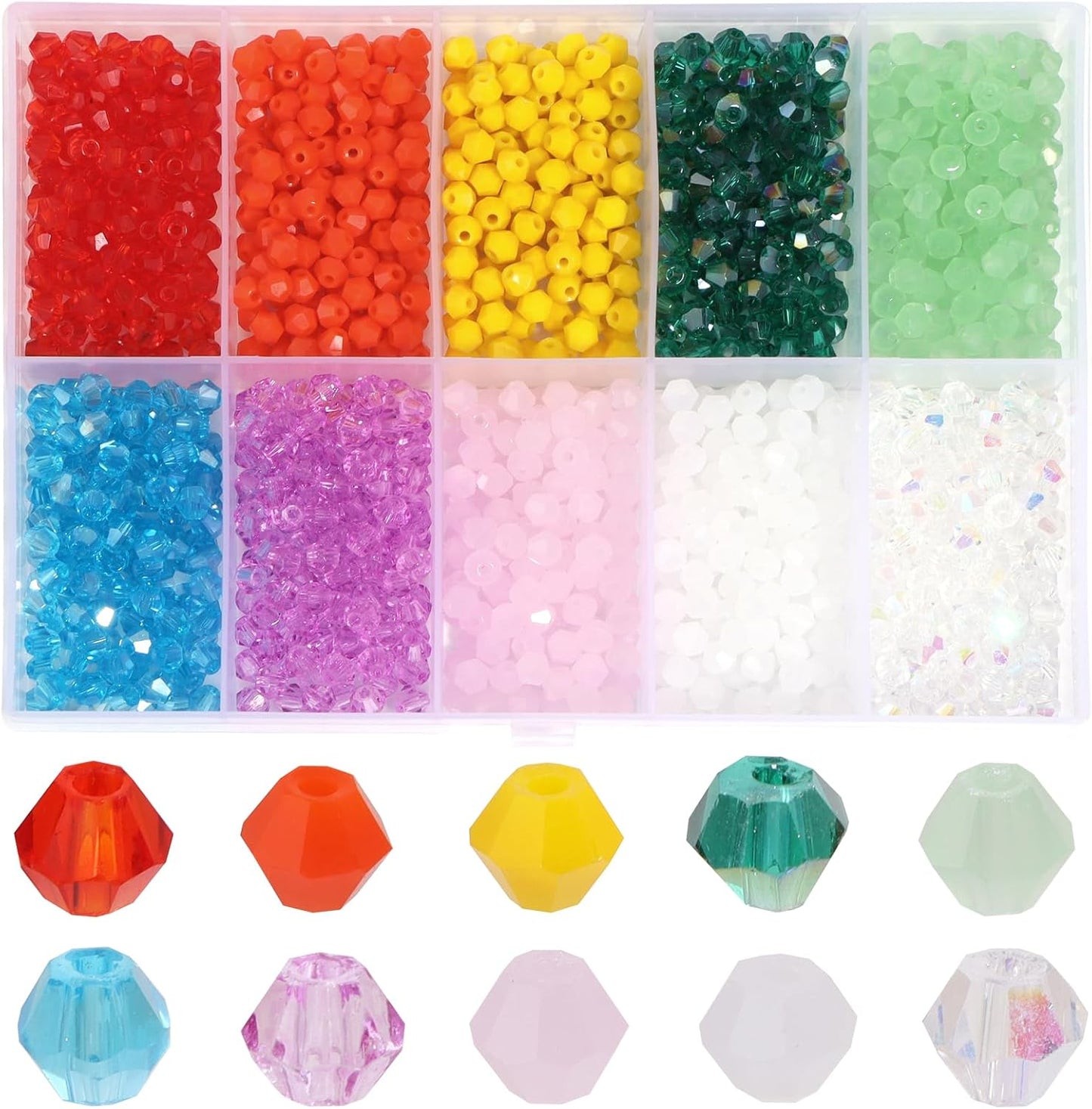 1000Pcs 4mm Faceted Crystal Glass Bicone Beads Loose Bead for DIY Bracelet Necklace Earring Keychain Jewelry Making,Yellow AB