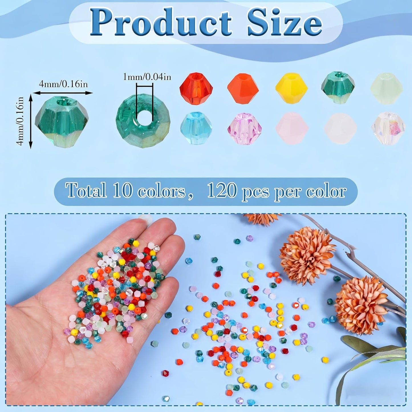 1000Pcs 4mm Faceted Crystal Glass Bicone Beads Loose Bead for DIY Bracelet Necklace Earring Keychain Jewelry Making,Yellow AB