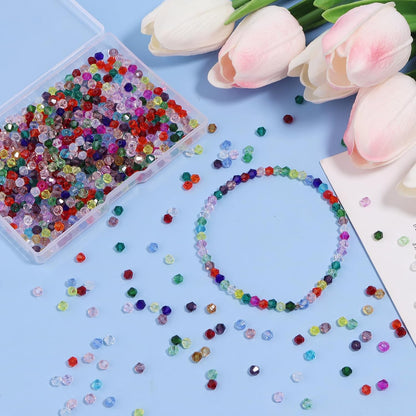 1000Pcs 4mm Faceted Crystal Glass Bicone Beads Loose Bead for DIY Bracelet Necklace Earring Keychain Jewelry Making,Yellow AB