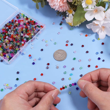 1000Pcs 4mm Faceted Crystal Glass Bicone Beads Loose Bead for DIY Bracelet Necklace Earring Keychain Jewelry Making,Yellow AB