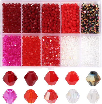 1000Pcs 4mm Faceted Crystal Glass Bicone Beads Loose Bead for DIY Bracelet Necklace Earring Keychain Jewelry Making,Yellow AB