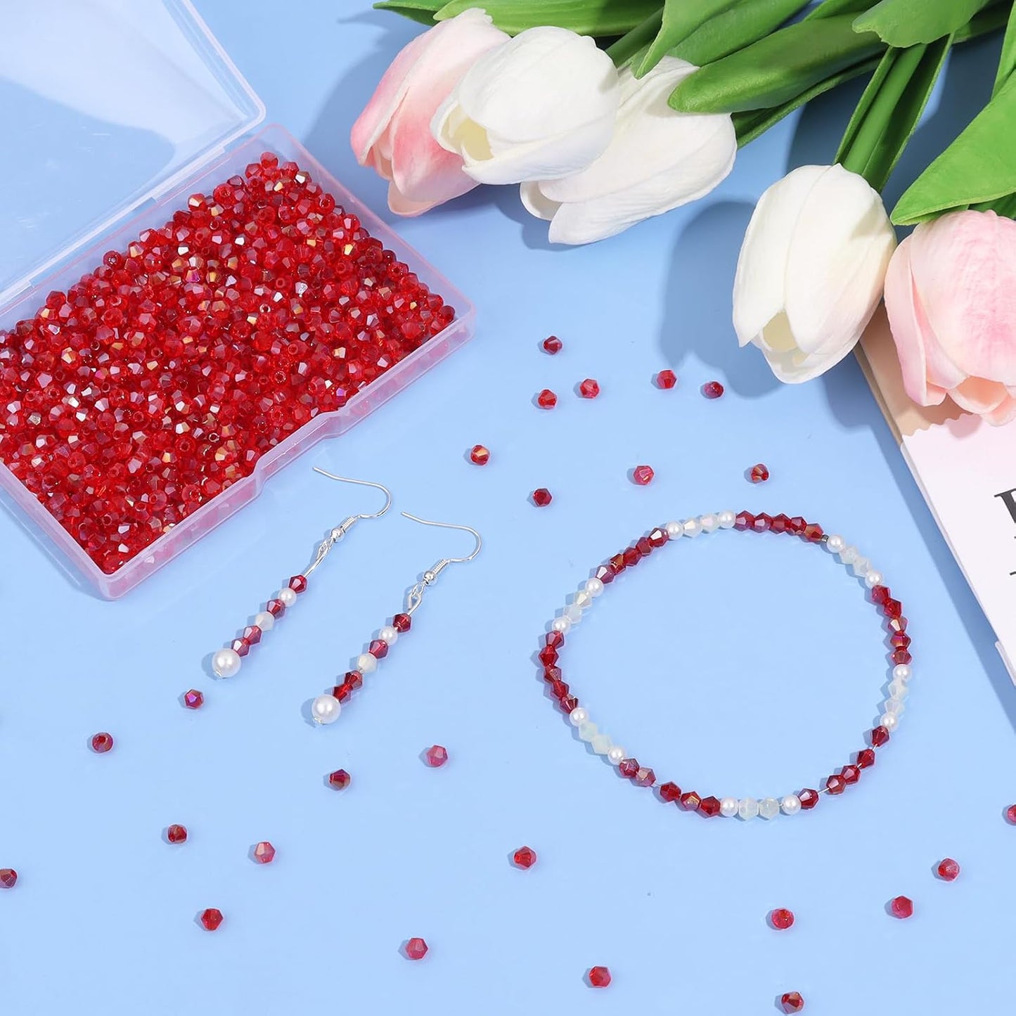1000Pcs 4mm Faceted Crystal Glass Bicone Beads Loose Bead for DIY Bracelet Necklace Earring Keychain Jewelry Making,Yellow AB