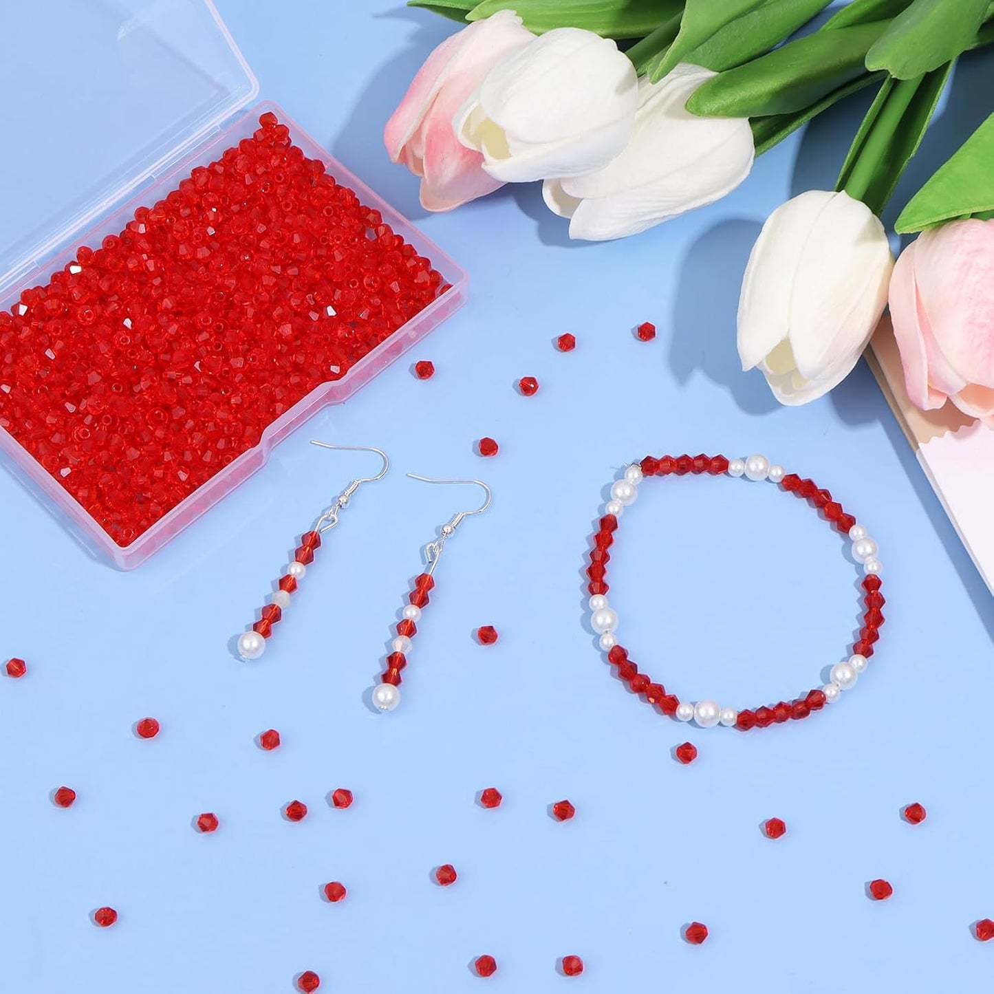 1000Pcs 4mm Faceted Crystal Glass Bicone Beads Loose Bead for DIY Bracelet Necklace Earring Keychain Jewelry Making,Yellow AB