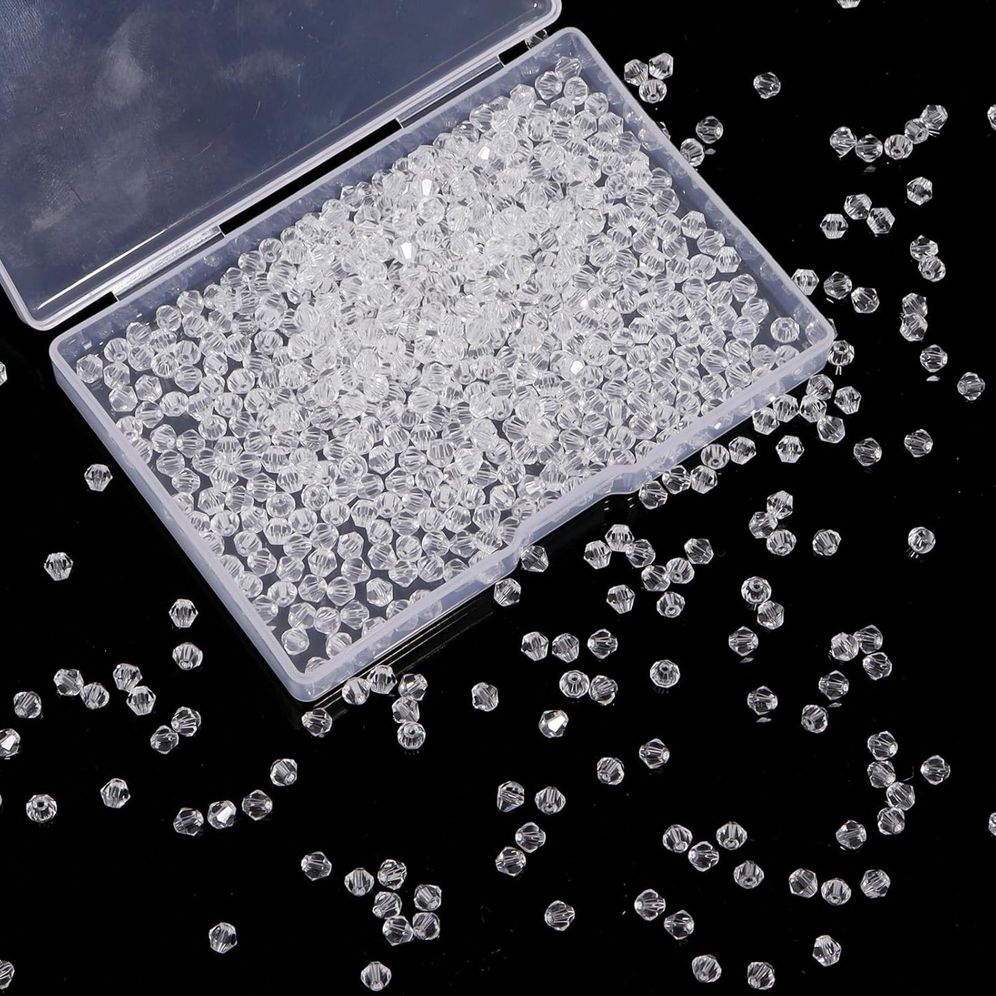 1000Pcs 4mm Faceted Crystal Glass Bicone Beads Loose Bead for DIY Bracelet Necklace Earring Keychain Jewelry Making,Yellow AB