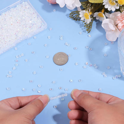 1000Pcs 4mm Faceted Crystal Glass Bicone Beads Loose Bead for DIY Bracelet Necklace Earring Keychain Jewelry Making,Yellow AB