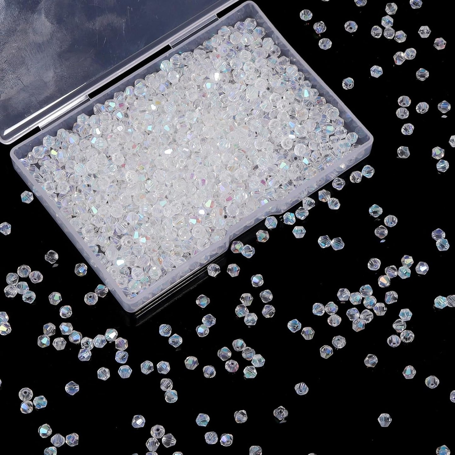 1000Pcs 4mm Faceted Crystal Glass Bicone Beads Loose Bead for DIY Bracelet Necklace Earring Keychain Jewelry Making,Yellow AB