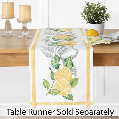 Newbridge Rectangle Fabric Table Runner, 70 Inch Long, Lemon Orchard, Indoor/Outdoor Stain Resistant No-Iron Fabric Table Runner, Fresh Lemon and Citrus Leaf