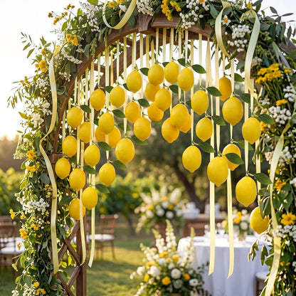 30 Pcs Lemon Hanging Decorations Yellow Artificial Lemon Party Swirl Decor Ceiling Wall Garlands for Summer Garden, Birthday Party, Bridal Shower Backdrop Supplies