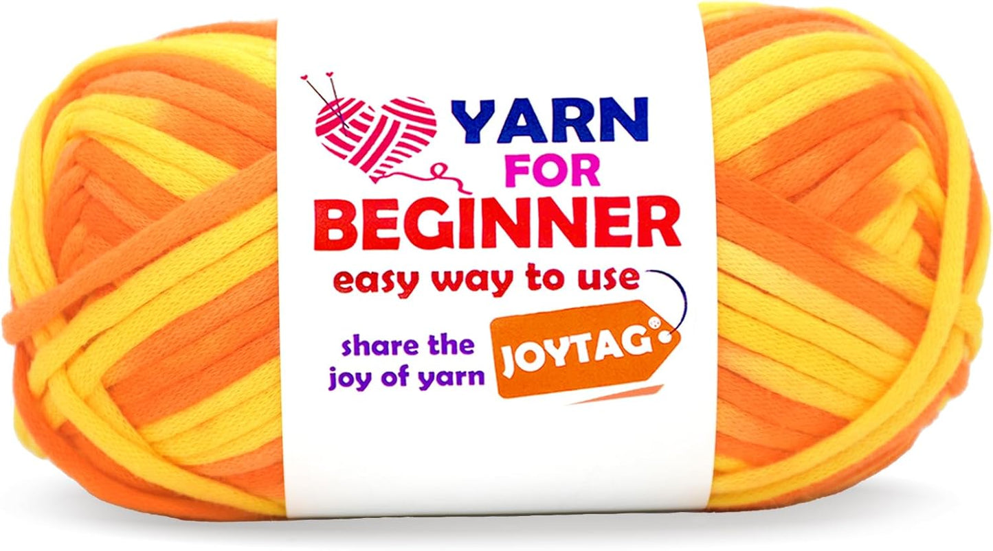 50g Rainbow Beginner Crochet Yarn for Crocheting and Knitting Multicolor Cotton Crochet Yarn for Beginners(Yellow Variegated)