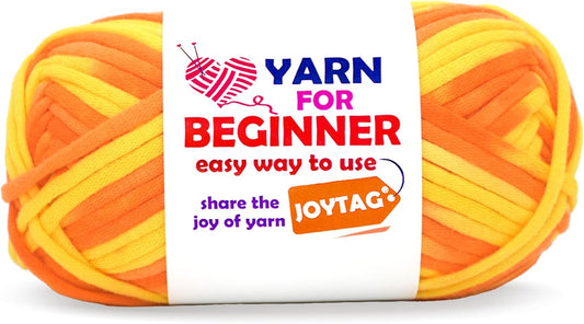 50g Rainbow Beginner Crochet Yarn for Crocheting and Knitting Multicolor Cotton Crochet Yarn for Beginners(Yellow Variegated)