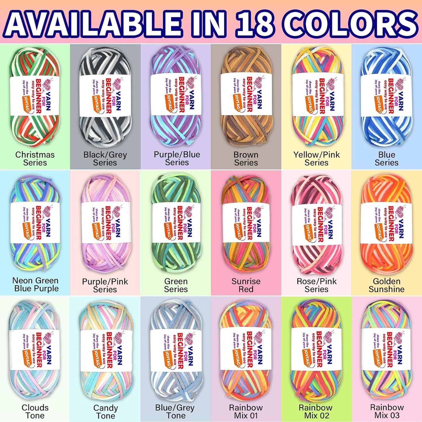 50g Rainbow Beginner Crochet Yarn for Crocheting and Knitting Multicolor Cotton Crochet Yarn for Beginners(Yellow Variegated)