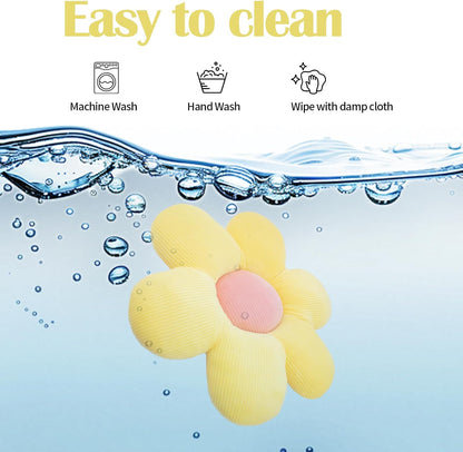 Rabbit Bed Mat, 14.9"X14.9" Soft Flower Shaped Bunny Bed, Washable Daisy Bunny Mat Double-Sided Reversible Plush Mat for Rabbit, Bunny, Cats, Dogs Yellow