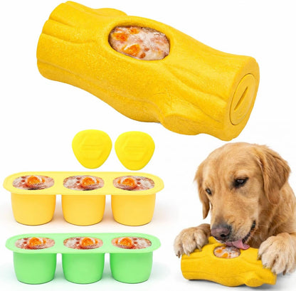 1 Pack Dog Toys for Aggressive Chewers Yellow | Frozen treat toy: freeze snacks inside for up to 20 min of chew time. Food-grade nylon & coffee wood, BPA-free.