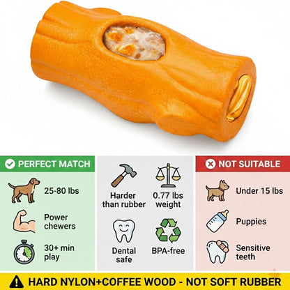 1 Pack Dog Toys for Aggressive Chewers Yellow | Frozen treat toy: freeze snacks inside for up to 20 min of chew time. Food-grade nylon & coffee wood, BPA-free.