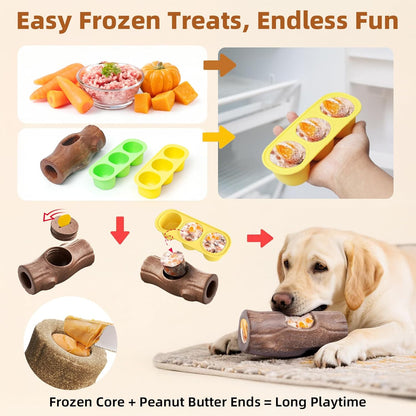 1 Pack Dog Toys for Aggressive Chewers Yellow | Frozen treat toy: freeze snacks inside for up to 20 min of chew time. Food-grade nylon & coffee wood, BPA-free.