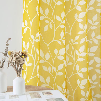 XTMYI Yellow Cafe Kitchen Curtains 36 Inch Length,Floral Sunflower Decor Tier Curtains Sets for Windows,Bright Lemon Yellow and White