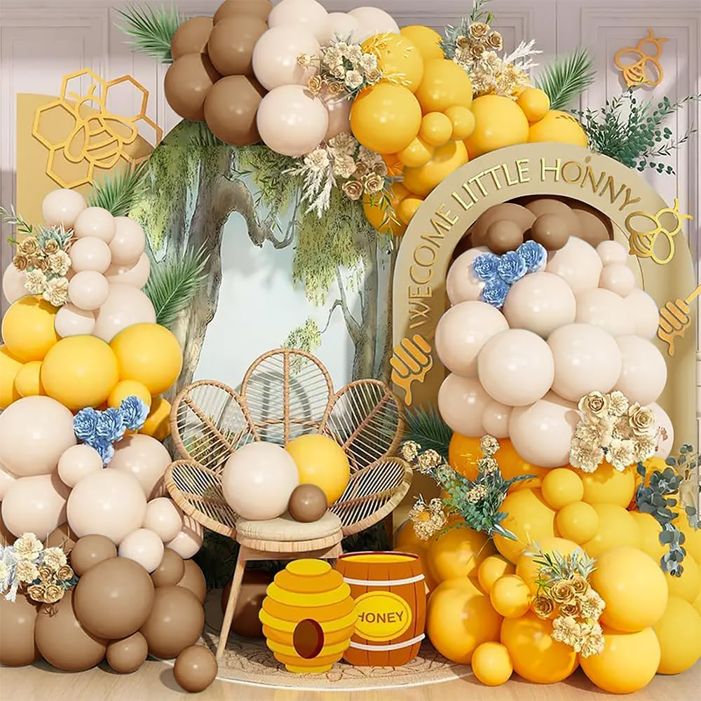 Orange Brown Nude Balloon Arch Kits, Ideal for Sunflower Bee Theme Party | 134Pcs Orange Apricot Tan Latex Balloons Garland, Neutral Baby Shower Gender Reveal Birthday Decorations Supplies