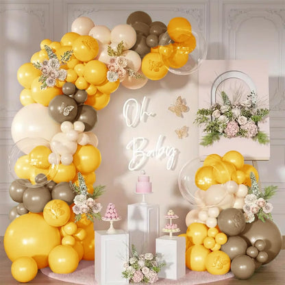 Orange Brown Nude Balloon Arch Kits, Ideal for Sunflower Bee Theme Party | 134Pcs Orange Apricot Tan Latex Balloons Garland, Neutral Baby Shower Gender Reveal Birthday Decorations Supplies