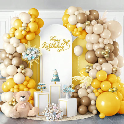 Orange Brown Nude Balloon Arch Kits, Ideal for Sunflower Bee Theme Party | 134Pcs Orange Apricot Tan Latex Balloons Garland, Neutral Baby Shower Gender Reveal Birthday Decorations Supplies