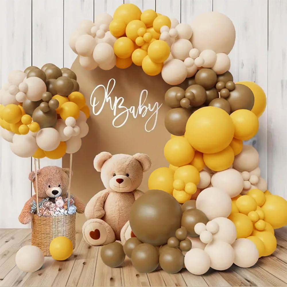 Orange Brown Nude Balloon Arch Kits, Ideal for Sunflower Bee Theme Party | 134Pcs Orange Apricot Tan Latex Balloons Garland, Neutral Baby Shower Gender Reveal Birthday Decorations Supplies