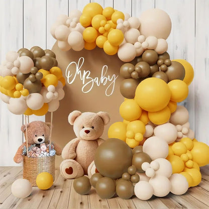 Orange Brown Nude Balloon Arch Kits, Ideal for Sunflower Bee Theme Party | 134Pcs Orange Apricot Tan Latex Balloons Garland, Neutral Baby Shower Gender Reveal Birthday Decorations Supplies