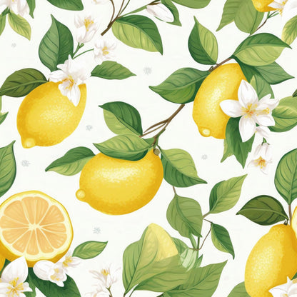Modern Farmhouse Peel and Stick Wallpaper Yellow Lemon Floral Wallpaper 17.5"X10ft Self Adhesive Removable Green Botanical Fruit Contact Paper Vinyl Wall Mural for Bedroom Living Room Cabinets