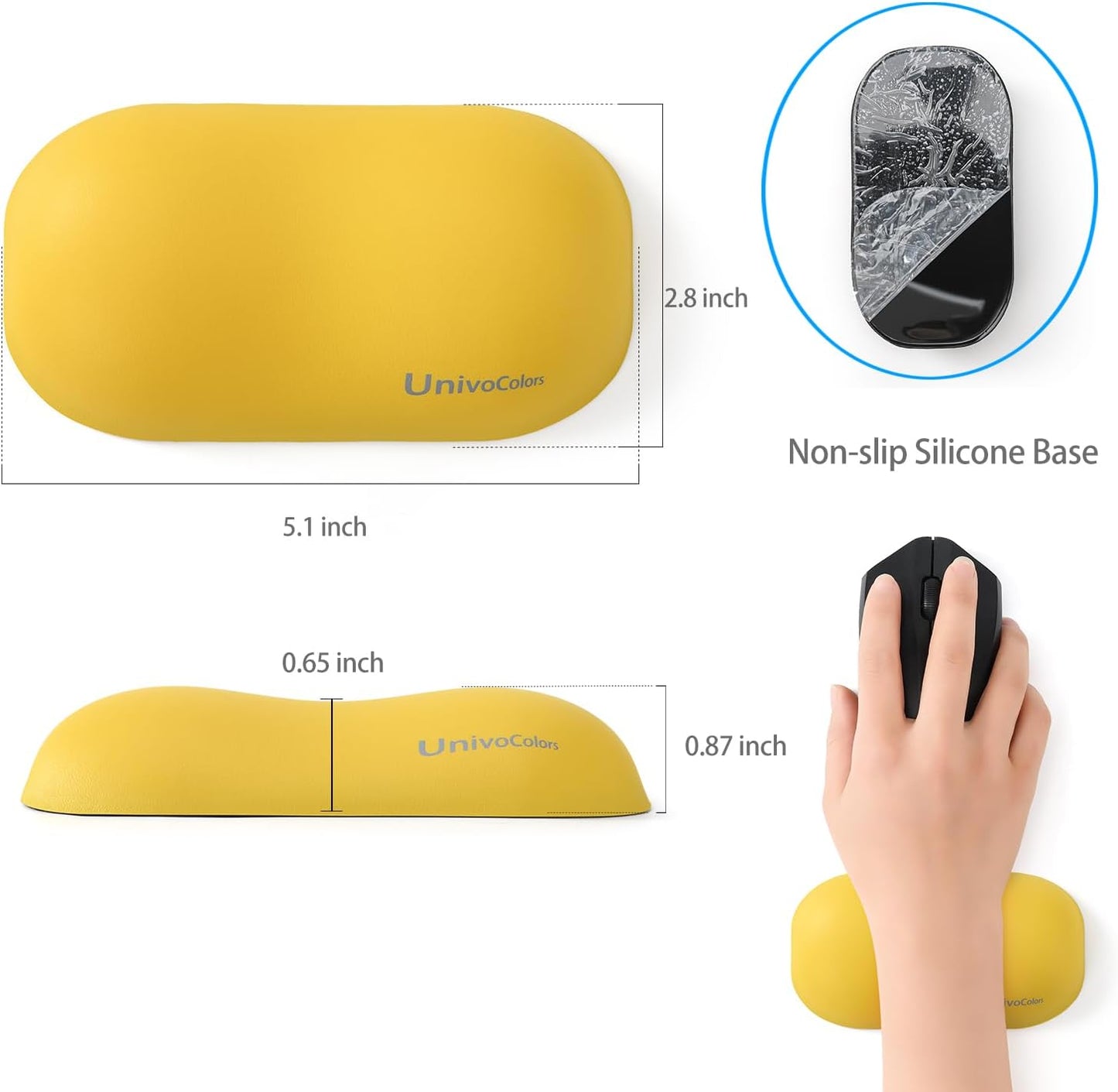 Design-Wave Set of Wrist Rest,Artificial Sheepskin+Memory Foam+Ergonomic+Anti-Slip Gel, Resilience Support During Work and Gaming,Keyboard Accessory,Yellow