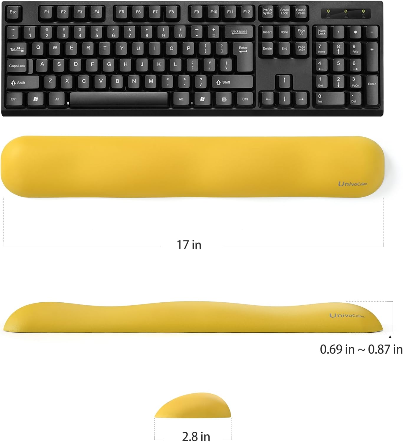 Design-Wave Set of Wrist Rest,Artificial Sheepskin+Memory Foam+Ergonomic+Anti-Slip Gel, Resilience Support During Work and Gaming,Keyboard Accessory,Yellow
