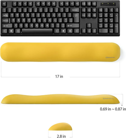 Design-Wave Set of Wrist Rest,Artificial Sheepskin+Memory Foam+Ergonomic+Anti-Slip Gel, Resilience Support During Work and Gaming,Keyboard Accessory,Yellow