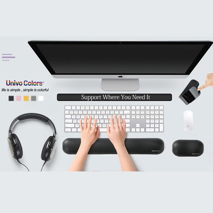 Design-Wave Set of Wrist Rest,Artificial Sheepskin+Memory Foam+Ergonomic+Anti-Slip Gel, Resilience Support During Work and Gaming,Keyboard Accessory,Yellow