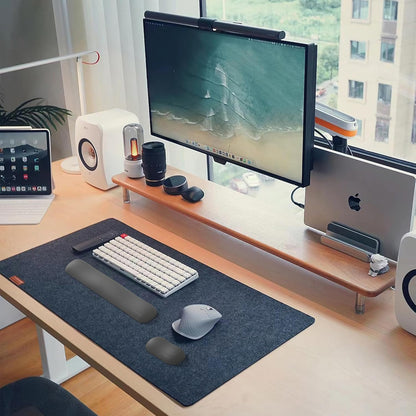 Design-Wave Set of Wrist Rest,Artificial Sheepskin+Memory Foam+Ergonomic+Anti-Slip Gel, Resilience Support During Work and Gaming,Keyboard Accessory,Yellow