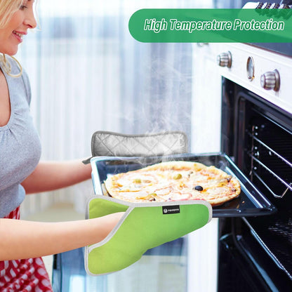 2 Pack Pot Holders, Solid Color Yellow Light Green Gradient Oven Mitts Potholders Sets for Kitchen Countertops, Square 7x9.8 in